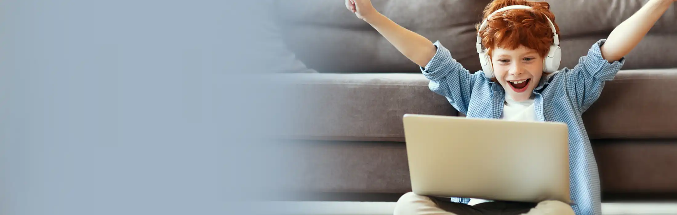 For home banner student in home on laptop